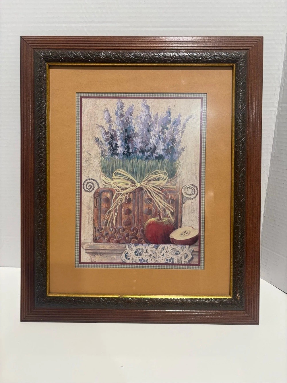 Home Interiors and Gifts Framed Floral Print Brown & Purple - Vintage